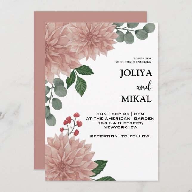 Eukalyptus floral Wedding Save The Date (Vorne/Hinten)
