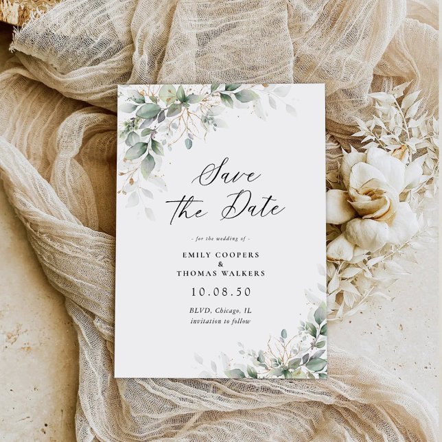Eukalyptus Floral Wedding Save the Date Cards (Von Creator hochgeladen)