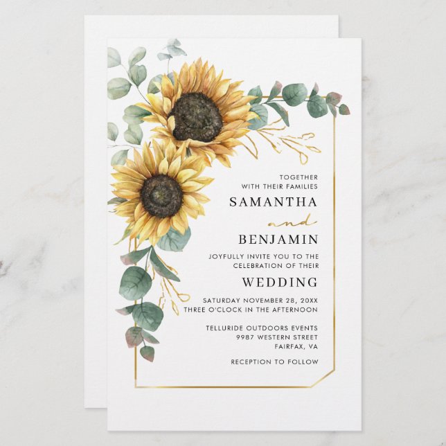 Eukalyptus floral Wedding Sunflower (Vorne/Hinten)