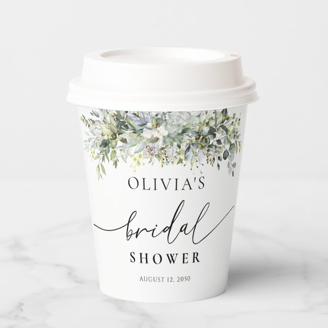 Eukalyptus Floral Wedding Zeremony Paper Cup Pappbecher (Vorderseite)