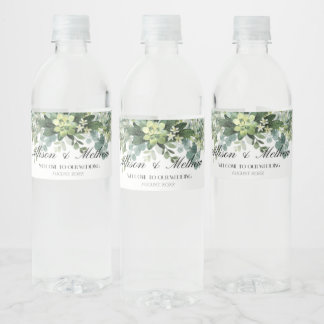 Eukalyptus Floral Wedelwasser Flasche Etikett