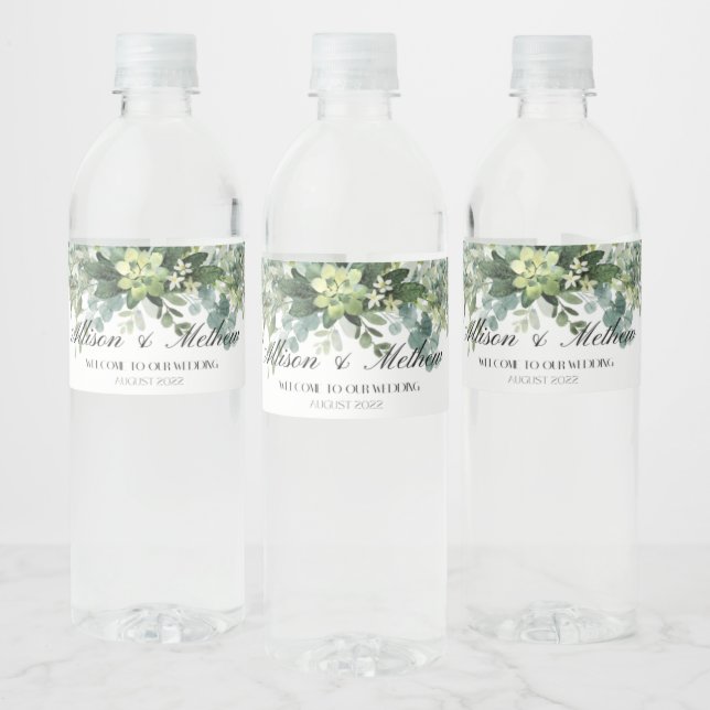 Eukalyptus Floral Wedelwasser Flasche Etikett (Flaschen)