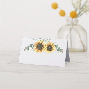Eukalyptus florale Sonnenblumenhochzeit Platzkarte