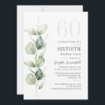 Eukalyptus Foliage 60. Geburtstagsparty Einladung<br><div class="desc">Es könnte überraschen,  Party oder ein weiteres besonderes Jahrzehnt erreicht. Diese 60. Geburtstagsfeier mit eukalyptusgrünem Design und moderner beliebter Typografie kann leicht zu jedem Geburtstag oder Jubiläumsfest zum Anzug gebracht werden.

Sie können den Wortlaut,  die Geburtstagsdetails und die Hintergrundfarbe ändern,  indem Sie auf die Schaltfläche "Personalisieren" klicken</div>