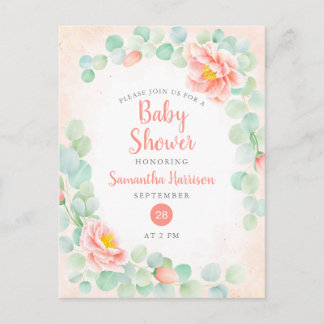 Eukalyptus Foliage Blumenpfirsichdusche Einladungspostkarte