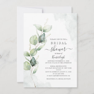 Eukalyptus Foliage Botanisches Script-Brautparty Einladung