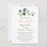 Eukalyptus Foliage Bridal Brunch Einladung<br><div class="desc">Dieses Design zeigt eine Aquarellbilder von Eukalyptus-Blätter. Oben auf der Karte goldene und grüne Wirkung Konfetti. Sie können den Text nach Ihren Anforderungen anpassen.</div>