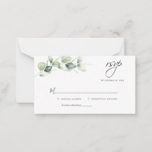 Eukalyptus Foliage Budget Wedding RSVP Card Mitteilungskarte