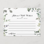 Eukalyptus Foliage Delight Wedding Advice Card Postkarte<br><div class="desc">Diese eukalyptus foliage Delight Hochzeitsratenkarte ist perfekt für eine moderne Hochzeit. Das Design zeichnet sich durch botanische Aquarellfarben, handgezeichnet eleganten Eukalyptus, inspirierend natürliche Schönheit. Diese Karten sind ideal für Hochzeiten, Brautparty, Babydusche, Graduiertenfest u.v.m. Personalisieren Sie die Karten mit den Namen der Braut und Bräutigam, den Eltern, die Sie werden oder...</div>