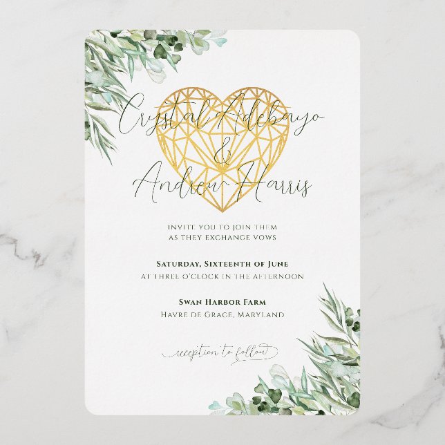 Eukalyptus foliage Formal Wedding Folieneinladung (Rückseite)