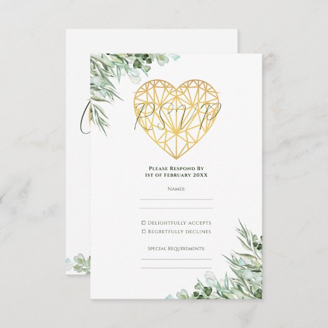 Eukalyptus foliage Formal Wedding RSVP Karte (Vorne/Hinten)