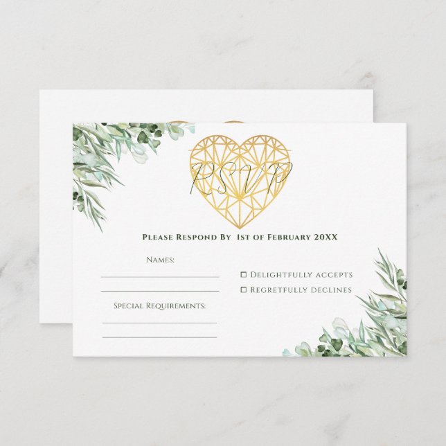 Eukalyptus foliage Formal Wedding RSVP Karte (Vorne/Hinten)