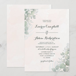 Eukalyptus Foliage Green & Orange Wedding Einladung