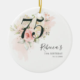 Eukalyptus Foliage Pink 75. Geburtstag Keramik Ornament
