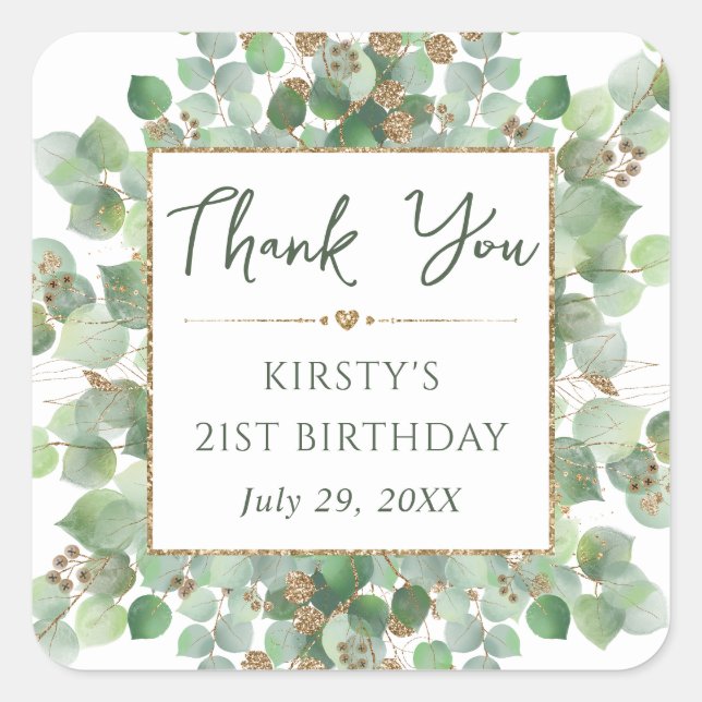 Eukalyptus Foliage Quadratischer Aufkleber (Vorderseite)