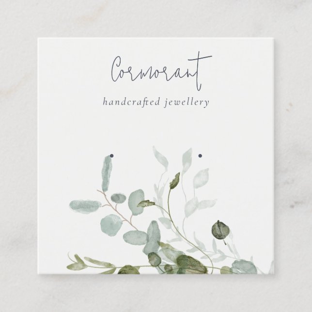 Eukalyptus Foliage Stud Earring Holder Quadratische Visitenkarte (Vorderseite)