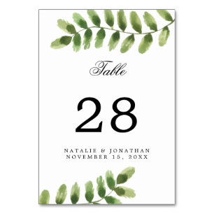 Eukalyptus Foliage Watercolor Wedding Number Chic Tischnummer