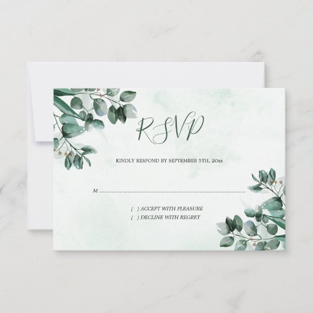 Eukalyptus Foliage Watercolor Wedding RSVP Card (Vorderseite)
