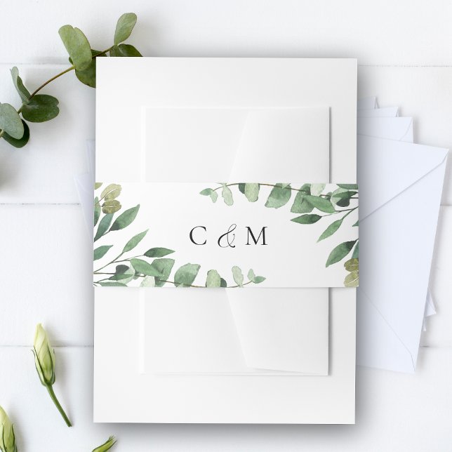 Eukalyptus foliage Wedding Einladung Bauch Einladungsbanderole (Rustic Eucalyptus Foliage Wedding Invitation Belly Invitation Belly Band)