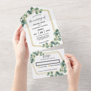 Eukalyptus foliage Wedding (kein ENV erforderlich) All In One Einladung