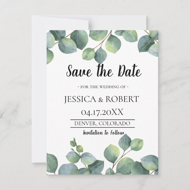 Eukalyptus Foliage Wedding Save the Date (Vorderseite)
