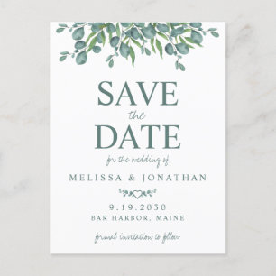Eukalyptus Foliage Wedding Save the Date Postkarte