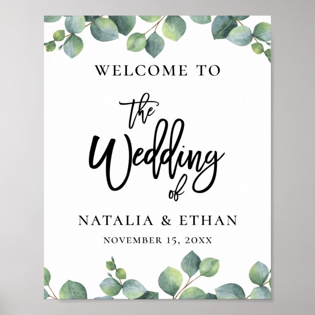 Eukalyptus Foliage Wedding Welcome Poster (Vorne)