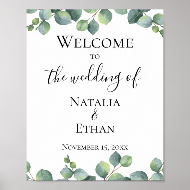 Eukalyptus Foliage Wedding Welcome Poster (Vorne)
