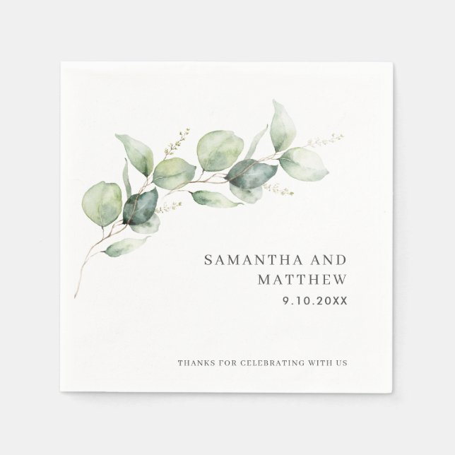 Eukalyptus Foliage Wedgeparty Paper Serviette (Vorderseite)