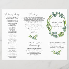 Eukalyptus Foliage Wreath Tri+Falten Hochzeitsprog Flyer