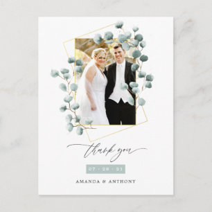 Eukalyptus Forest Geometric Wedding Vielen Dank Postkarte