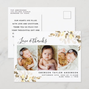 Eukalyptus-Foto-Baby-Dankeschön-Ankündigung Postkarte