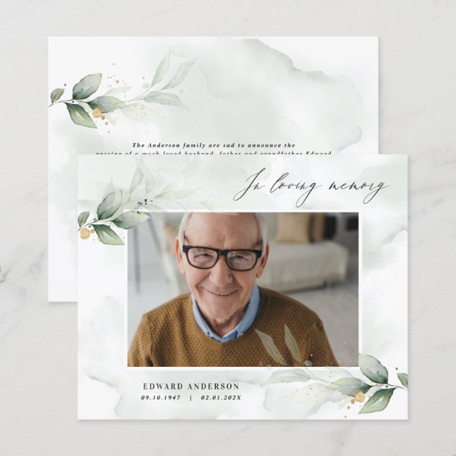 Eukalyptus-Foto elegant in liebevoller Gedächtnisb (Vorne/Hinten)