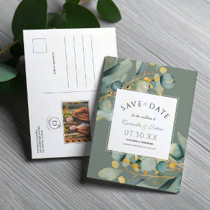 Eukalyptus-Foto für Wasserfarben Save the Date Postkarte