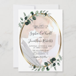 Eukalyptus Foto Gold Metallic Wedding Einladung