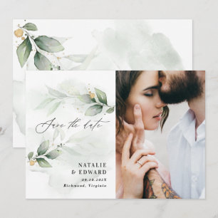 Eukalyptus Foto grün Moderne Hochzeit elegant gere Save The Date