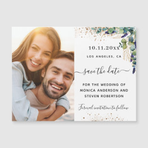 Eukalyptus Foto Hochzeit Speichern Sie den Datums- Magnetkarte