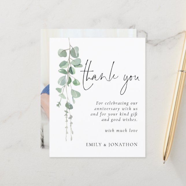 Eukalyptus Foto Jahrestag Vielen Dank (Vorderseite/Rückseite Beispiel)