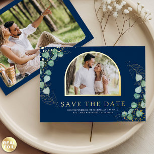Eukalyptus-Foto-Navy-Hochzeit - Heiratsantrag Folieneinladung