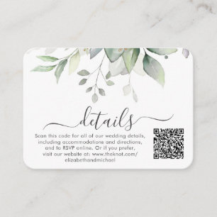 Eukalyptus-Foto QR-Code Hochzeitdetails Begleitkarte