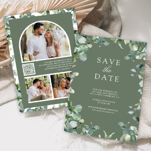 Eukalyptus Foto QR Code Salbei Grün Hochzeit Save The Date