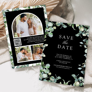 Eukalyptus Foto QR Code Schwarze Hochzeit Save The Date