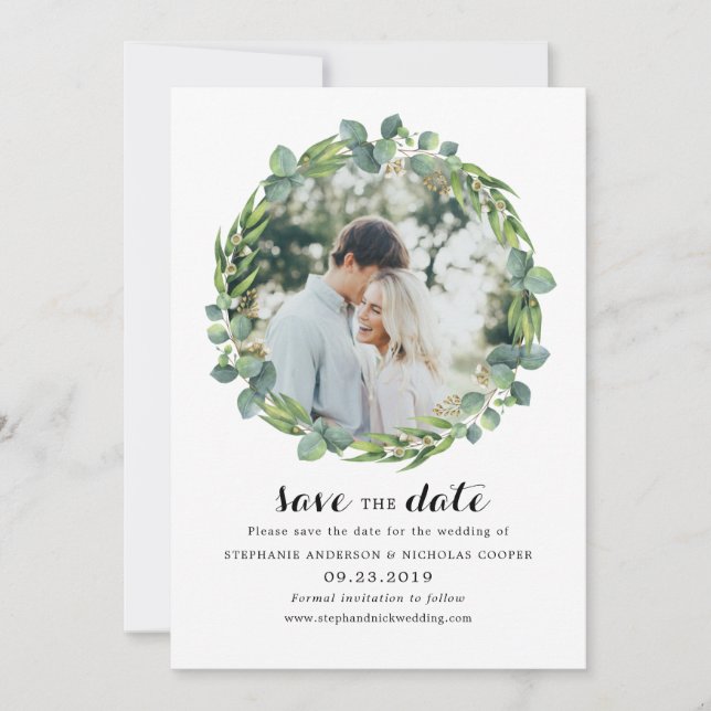 Eukalyptus-Foto Save the Date (Vorderseite)