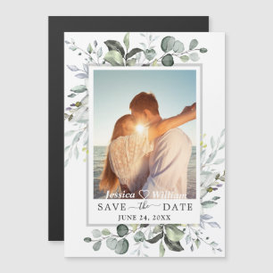 Eukalyptus-FOTO Save the Date Magnetkarte