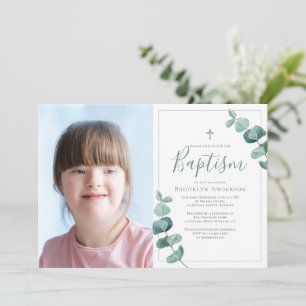 Eukalyptus-Foto-Taufe Einladung