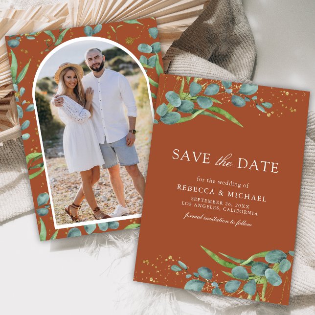 Eukalyptus Foto Terracotta Wedding Save The Date (Von Creator hochgeladen)