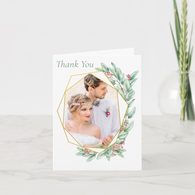 Eukalyptus-Foto Weddig Falten Dankeschön Karte (Vorderseite)