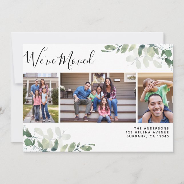 Eukalyptus-Foto Wir haben den Adresswechsel vorgen Ankündigung (Vorderseite)