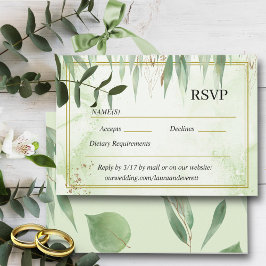Eukalyptus Frame Green Gold Foliage RSVP Karte