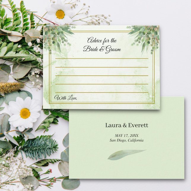 Eukalyptus Frame Green Gold Foliage Wedding Adviso Begleitkarte (Von Creator hochgeladen)
